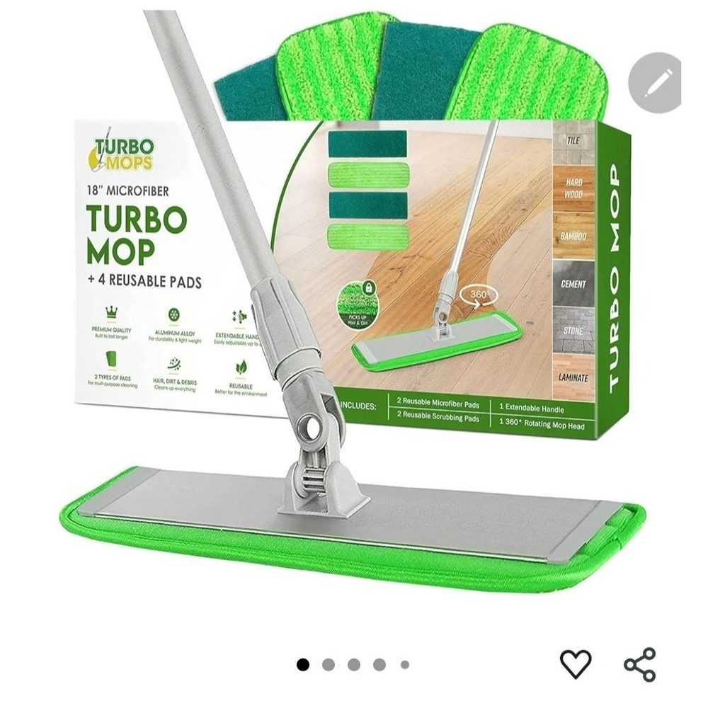 Turbo Mop Microfiber Mop Kit-Tile & Wood Floor 4 Reusable Pads